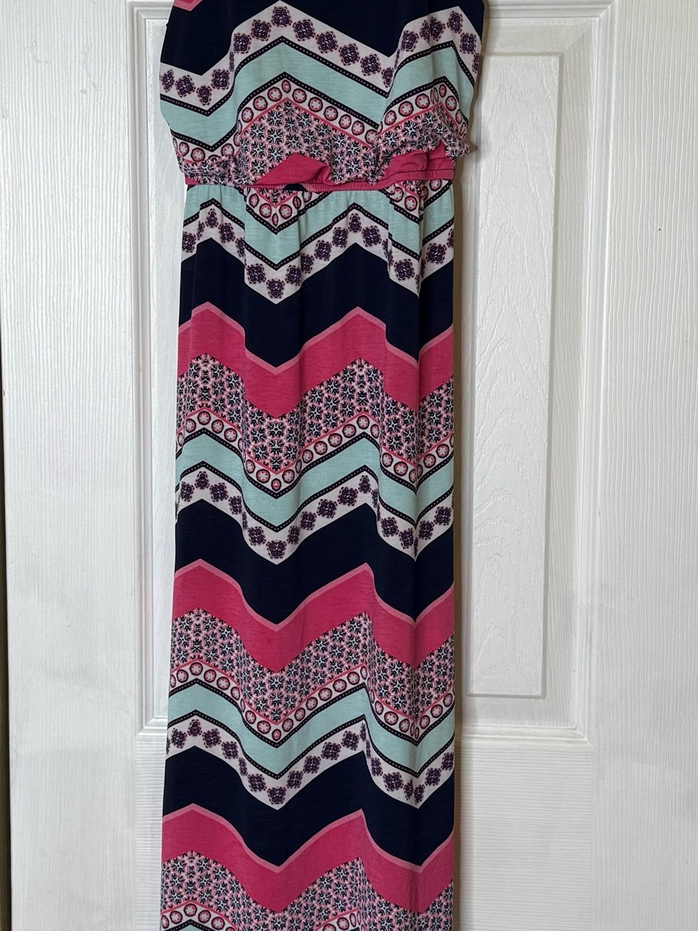 Boho Chic Chevron Maxi Halter Dress, Size Medium